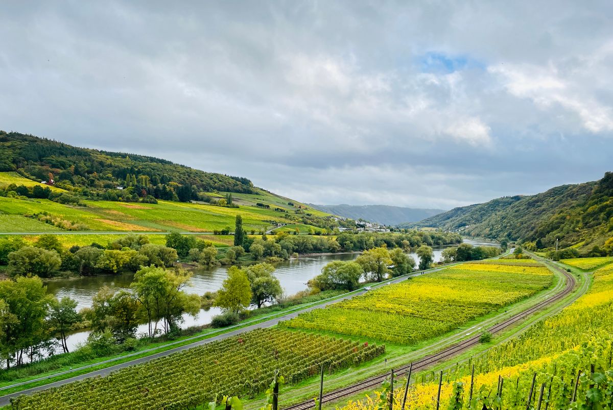 The Weserbergland landscape of wooded hills and river valley